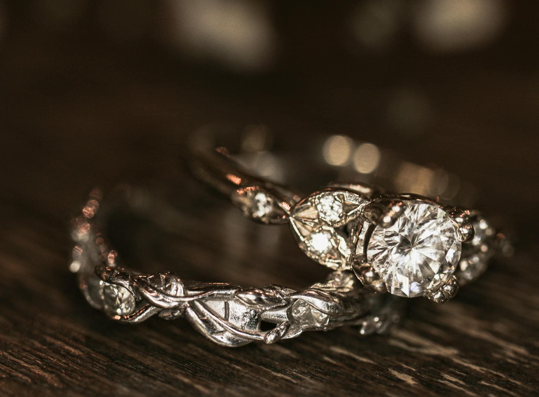 Diamond engagement ring close up